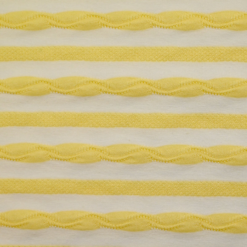 Jersey de coton rayure en texture jaune beurre et blanc