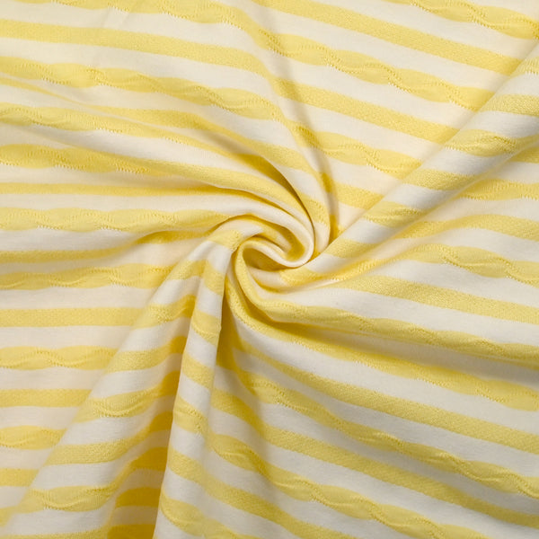 Jersey de coton rayure en texture jaune beurre et blanc