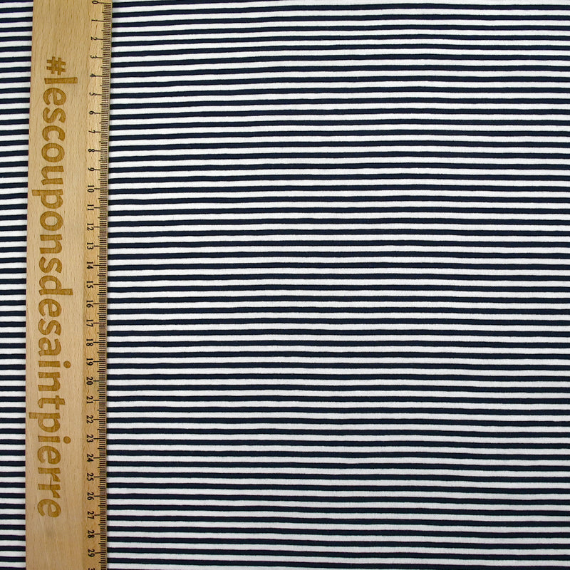 Jersey de coton rayé marinière bleu nuit et blanc