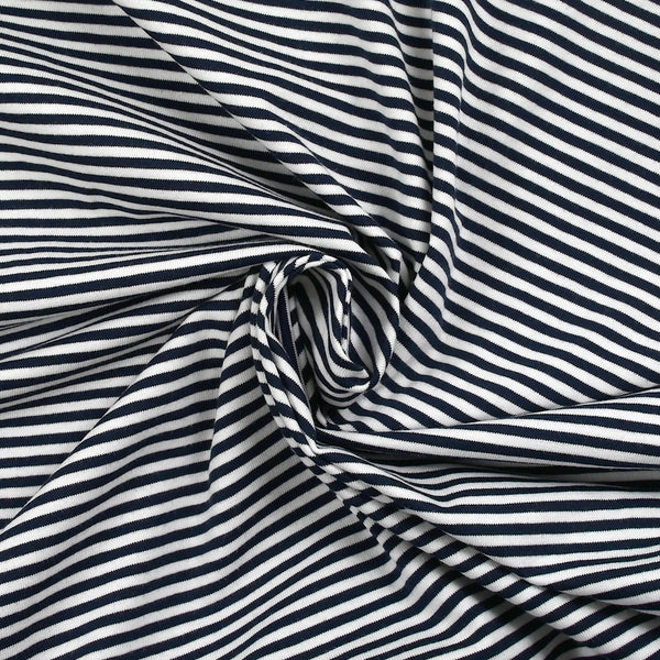 Jersey de coton rayé marinière bleu nuit et blanc