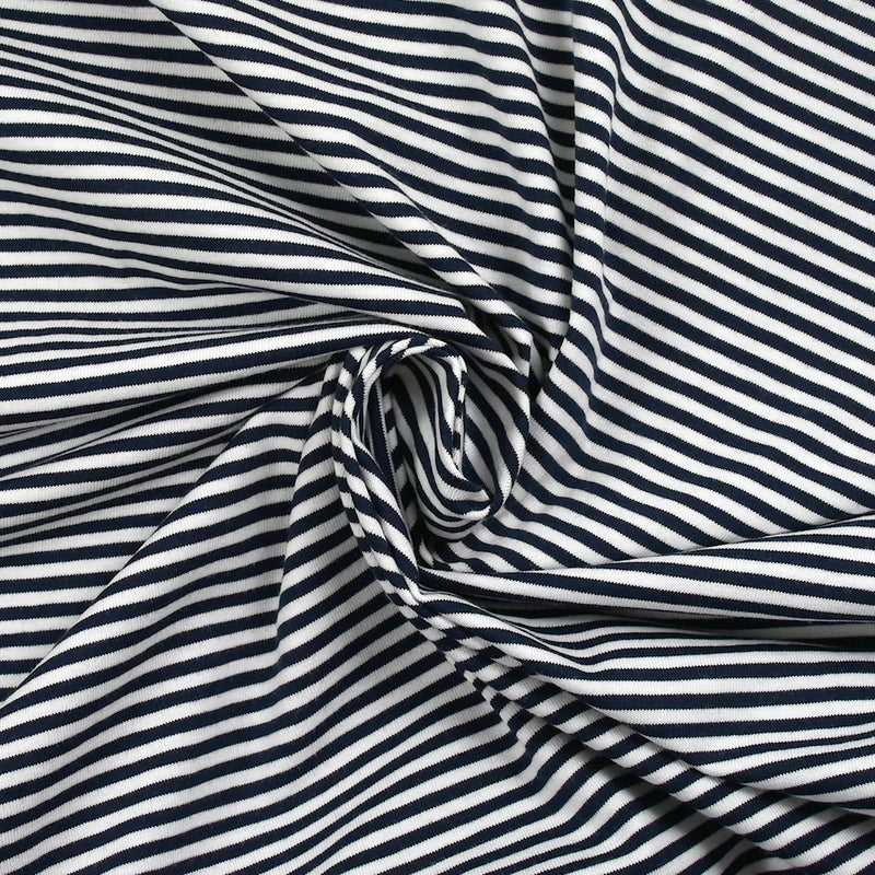 Jersey de coton rayé marinière bleu nuit et blanc