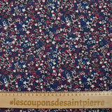 Jersey de viscosa con estampado graffiti índigo y frambuesa, fondo azul medianoche