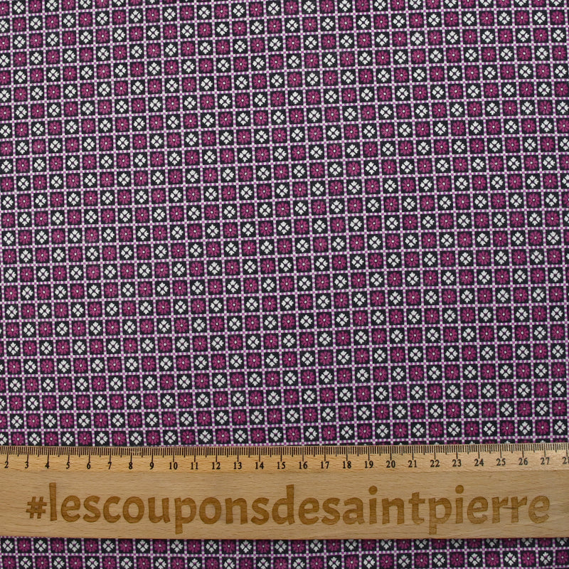 Maille de coton fine pixel de fleurs magenta