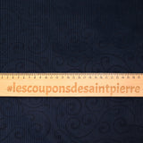 Velours côtelé 100% coton arabesque 3 mm bleu nuit