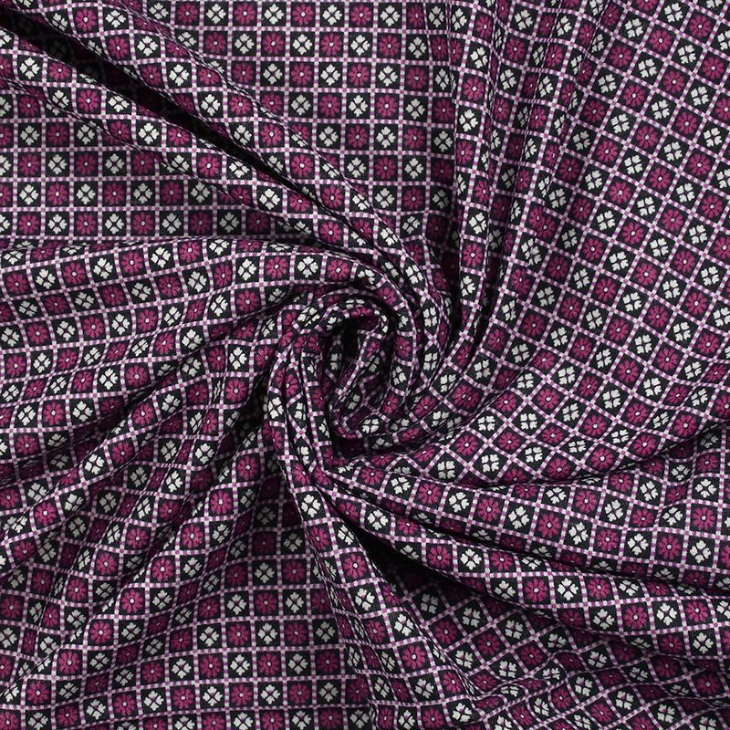 Maille de coton fine pixel de fleurs magenta