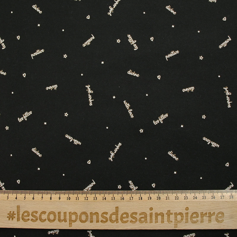 Jersey de coton imprimé les filles fond noir