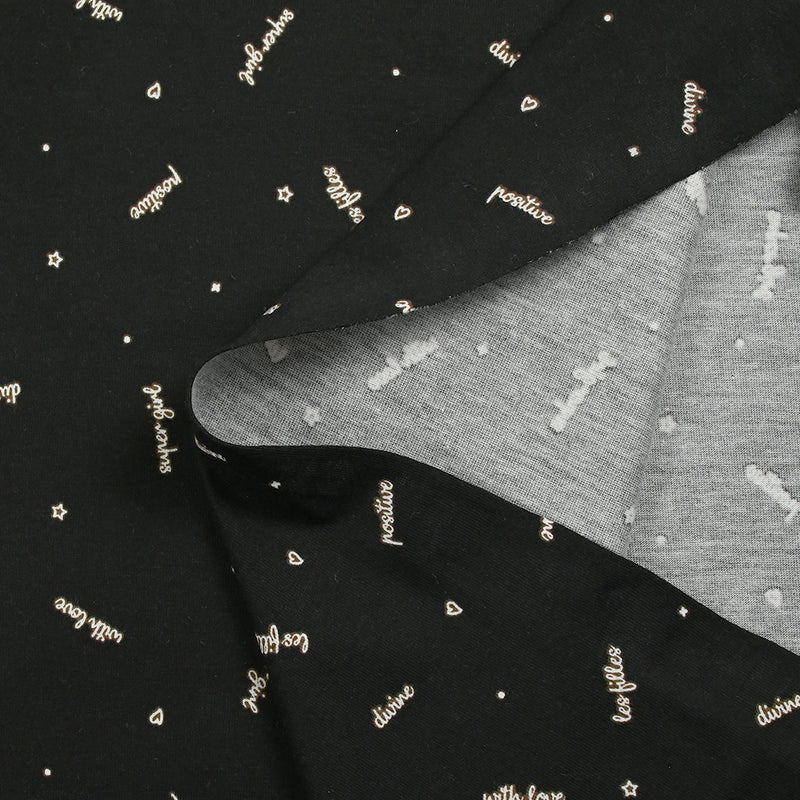 Jersey de coton imprimé les filles fond noir