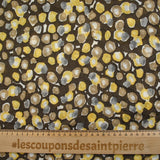 Jersey de coton froissé imprimé pois dessinés fond marron