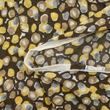 Jersey de coton froissé imprimé pois dessinés fond marron