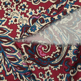Satin polyester imprimé Pondicherry fond bordeaux