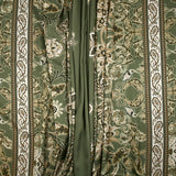 Satin polyester imprimé cachemire en frise fond kaki