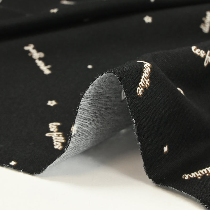 Jersey de coton imprimé les filles fond noir