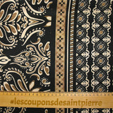 Satin polyester imprimé frise et baroque fond noir