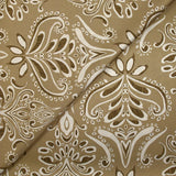 Satin polyester imprimé baroque fond beige
