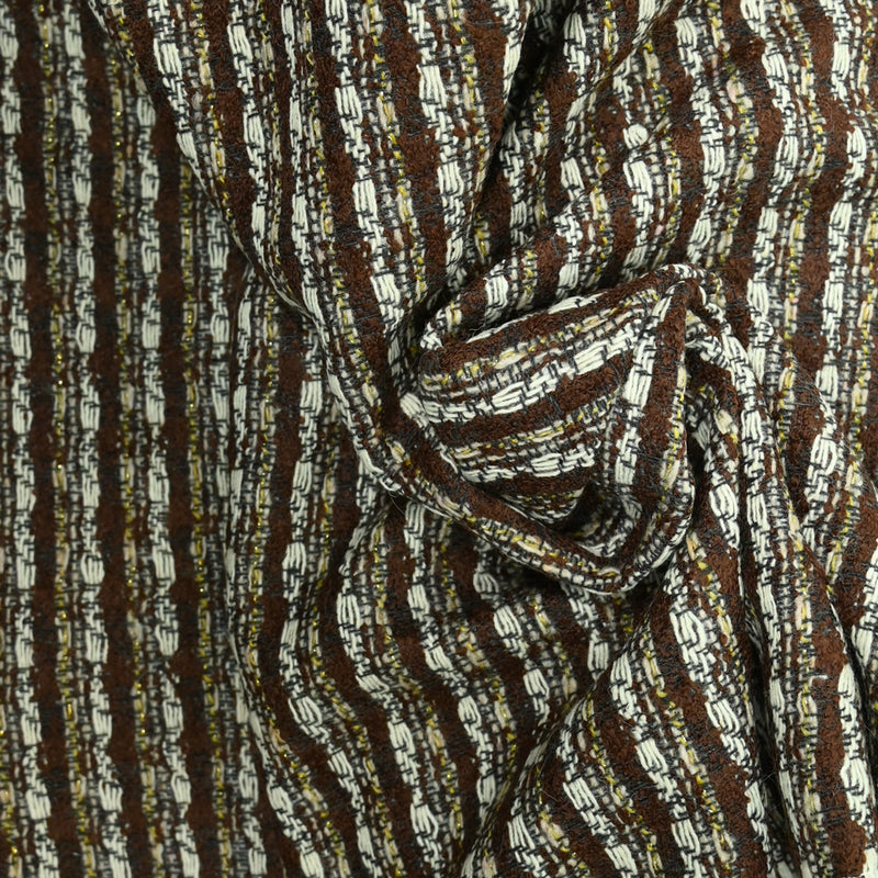 Tweed de laine mélangée marron irisé contrecollée
