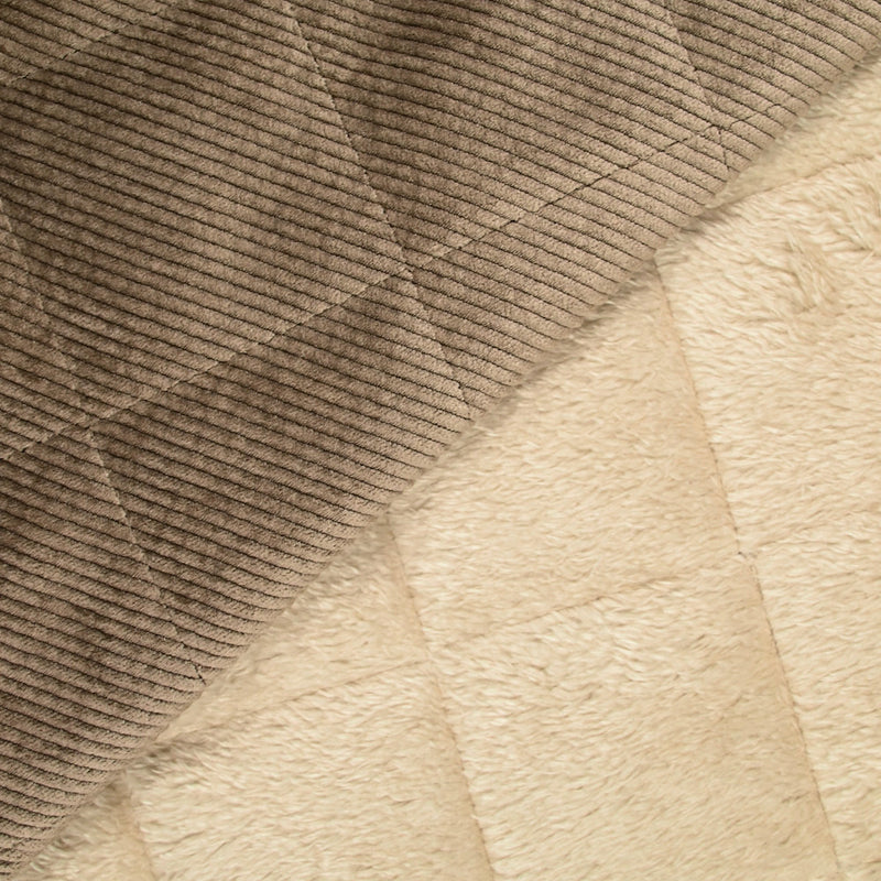 Velours de polyester côtelé matelassé envers sherpa taupe