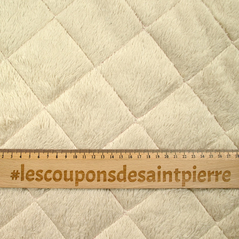 Velours de polyester côtelé matelassé envers sherpa vieux rose