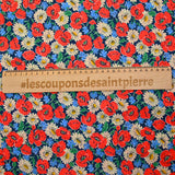 Coton liberty ® Myria rouge fond marine au mètre