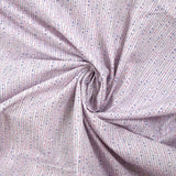 Fina encuadernación de algodón con lentejuelas de manos rosas y azules sobre fondo blanco.