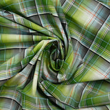 Tejido de cuadros de algodón teñido en verde Noé