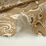 Satin polyester imprimé baroque fond beige