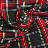 Gabardine polyviscose tissé teint à carreaux fond noir