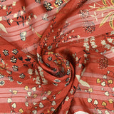 Printed muslin satin band Eglantine brown background