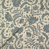 Coton indien imprimé Tirian bleu fond écru
