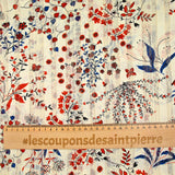 Printed muslin satin band Eglantine ecru background