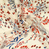 Printed muslin satin band Eglantine ecru background
