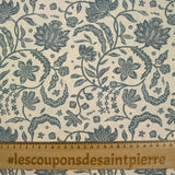 Coton indien imprimé Tirian bleu fond écru