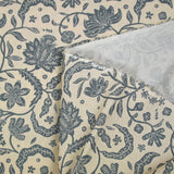 Coton indien imprimé Tirian bleu fond écru