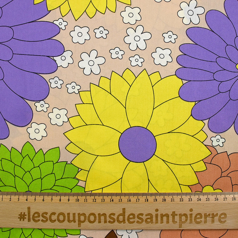 Armonía viscosa impresa de flores Beige Background