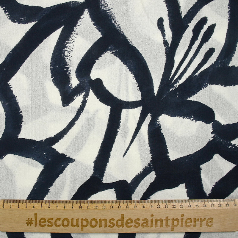 Pintura de flores viscosa con estampado de crecon Marine White White Fond