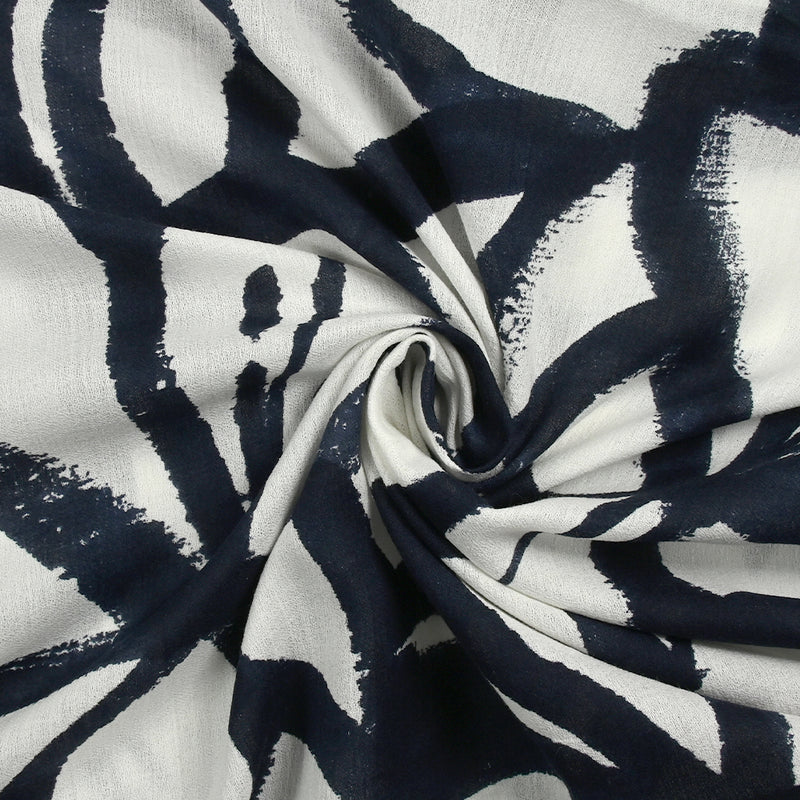 Pintura de flores viscosa con estampado de crecon Marine White White Fond