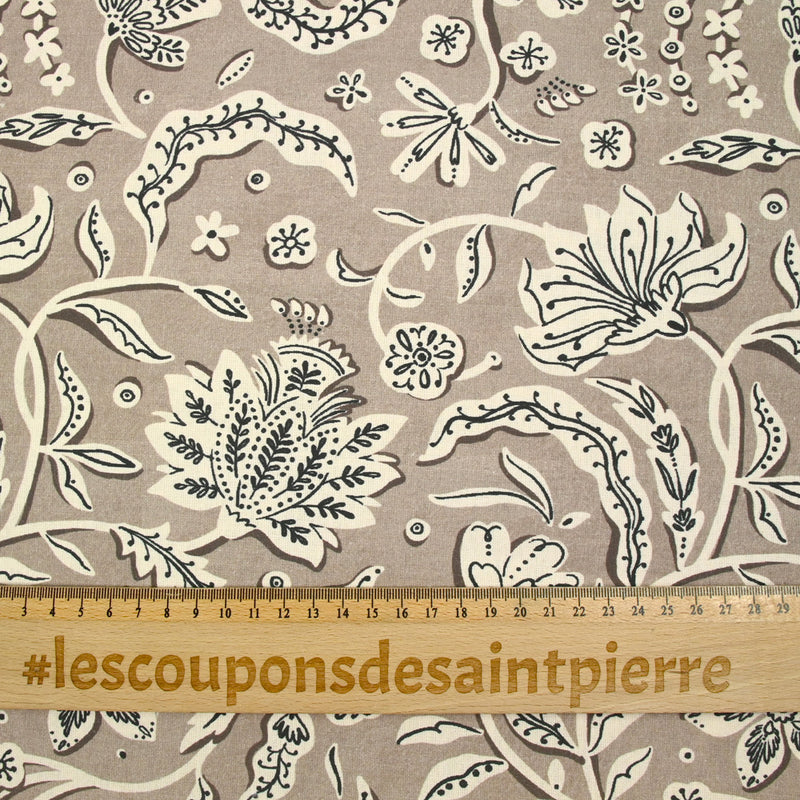 Coton indien imprimé Miraz taupe