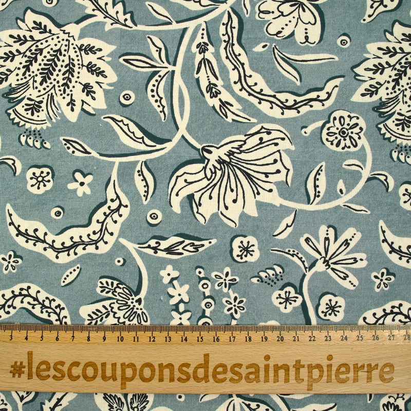 Coton indien imprimé Miraz bleu
