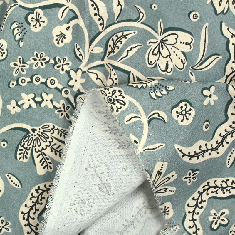 Coton indien imprimé Miraz bleu