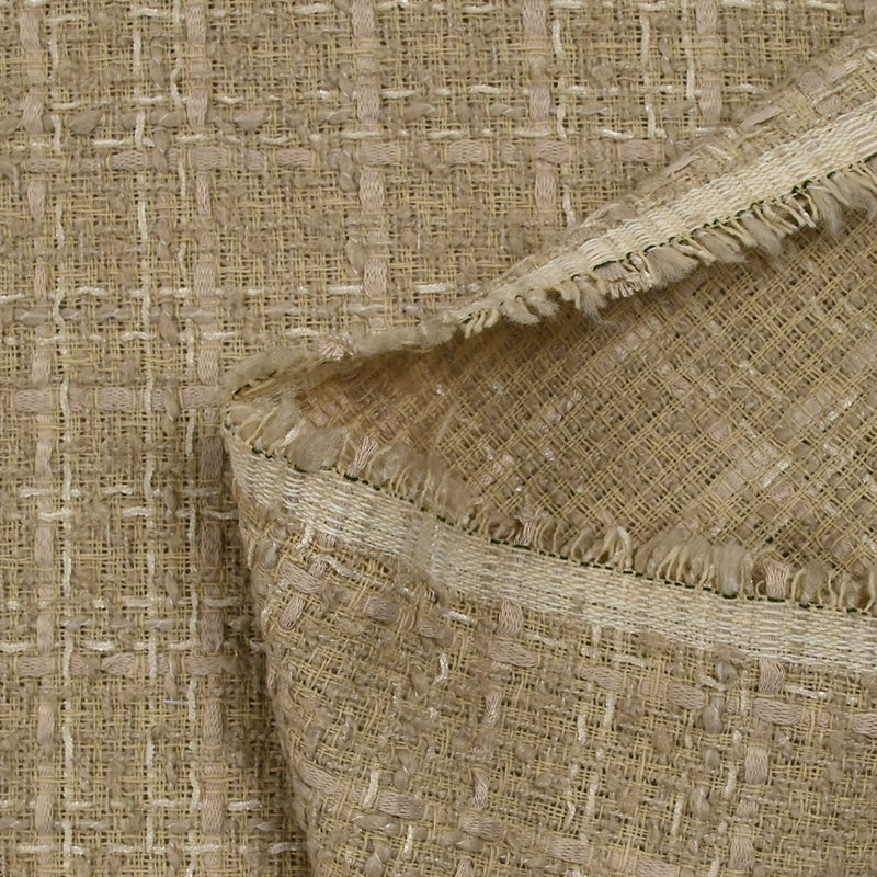 Tweed de polyester Camille fond beige