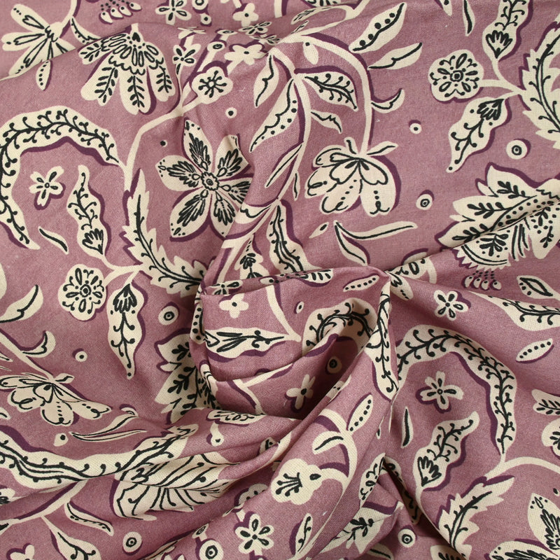 Coton indien imprimé Miraz violet