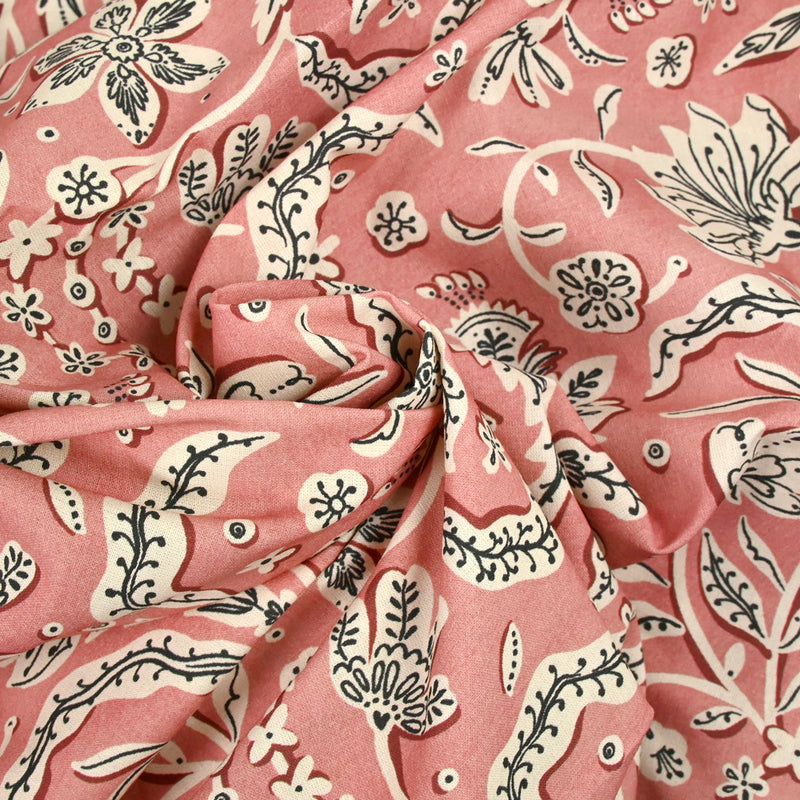 Coton indien imprimé Miraz vieux rose
