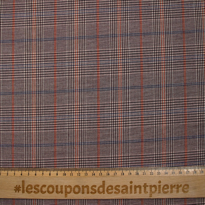 Polyviscose prince de galles ligne orange et bleue