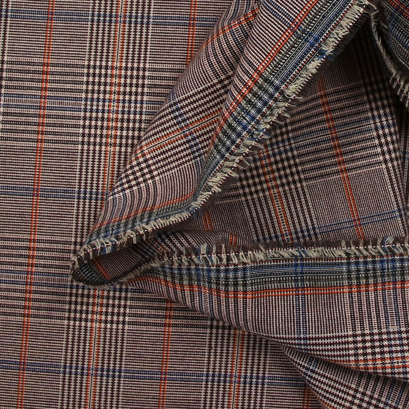 Polyviscose prince de galles ligne orange et bleue