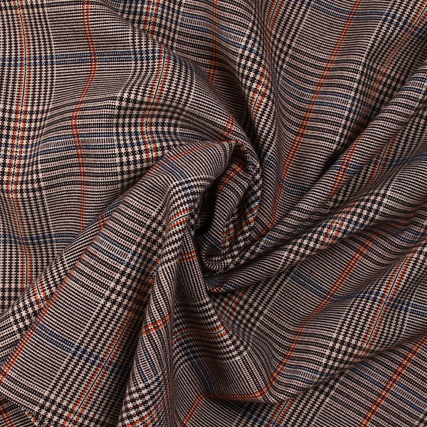 Polyviscose prince de galles ligne orange et bleue