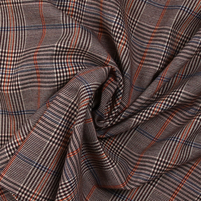 Polyviscose prince de galles ligne orange et bleue