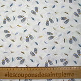 Coton imprimé plumes et souliers fond blanc