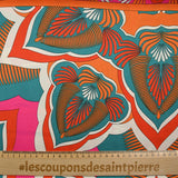 Orange, fuchsia and turquoise printed polyester