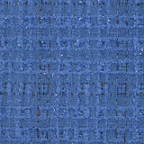 Tweed de polyester Lurex carreaux ligne noire fond bleu