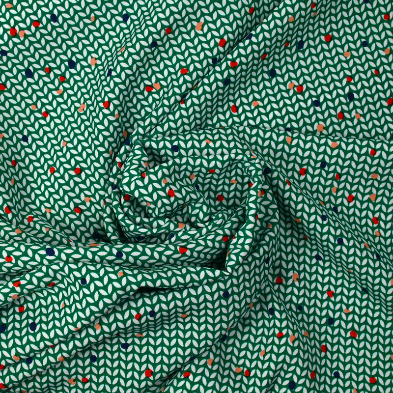 Microfibre imprimée polyester confetti végétal fond vert