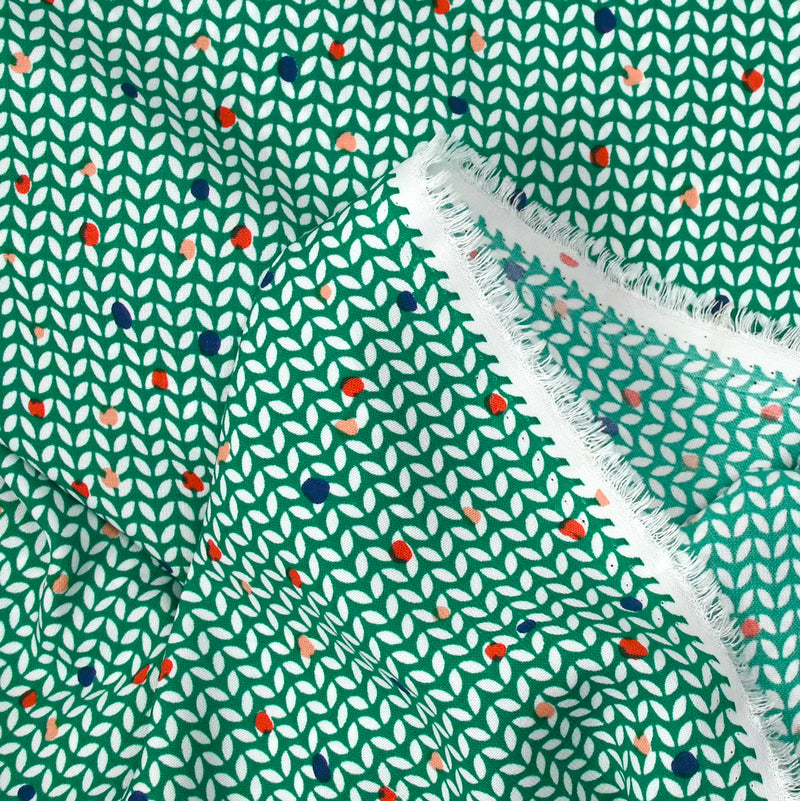 Microfibre imprimée polyester confetti végétal fond vert